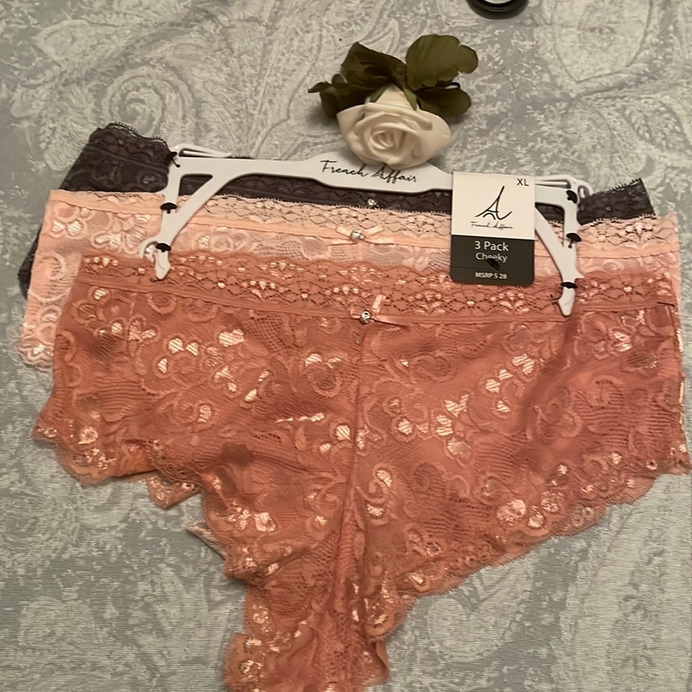 French Affairs 3 Pack Cheeky Lace Panties - Sz XL